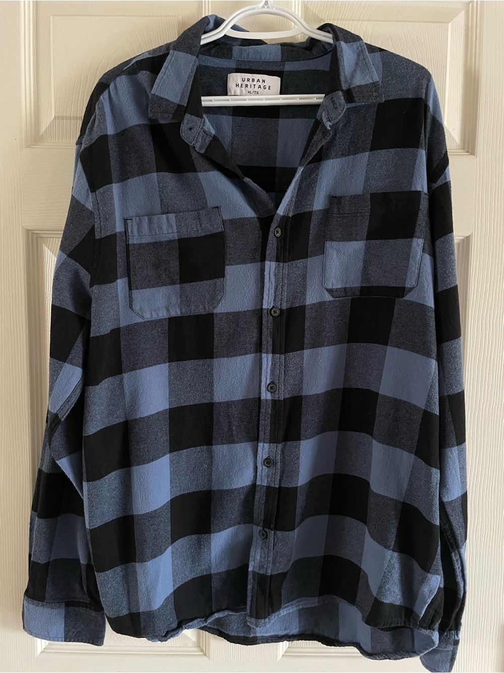 Urban Heritage Men’s Blue & Black Plaid Button-Up Shirt — XL/TG